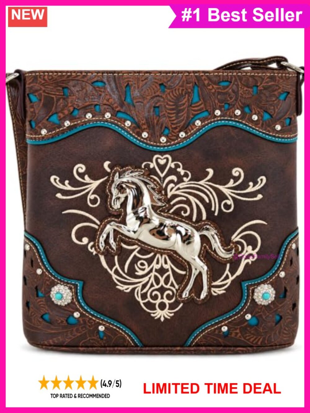 Western Embroidered Crossbody Purse Concealed Carry Shoulder Bag